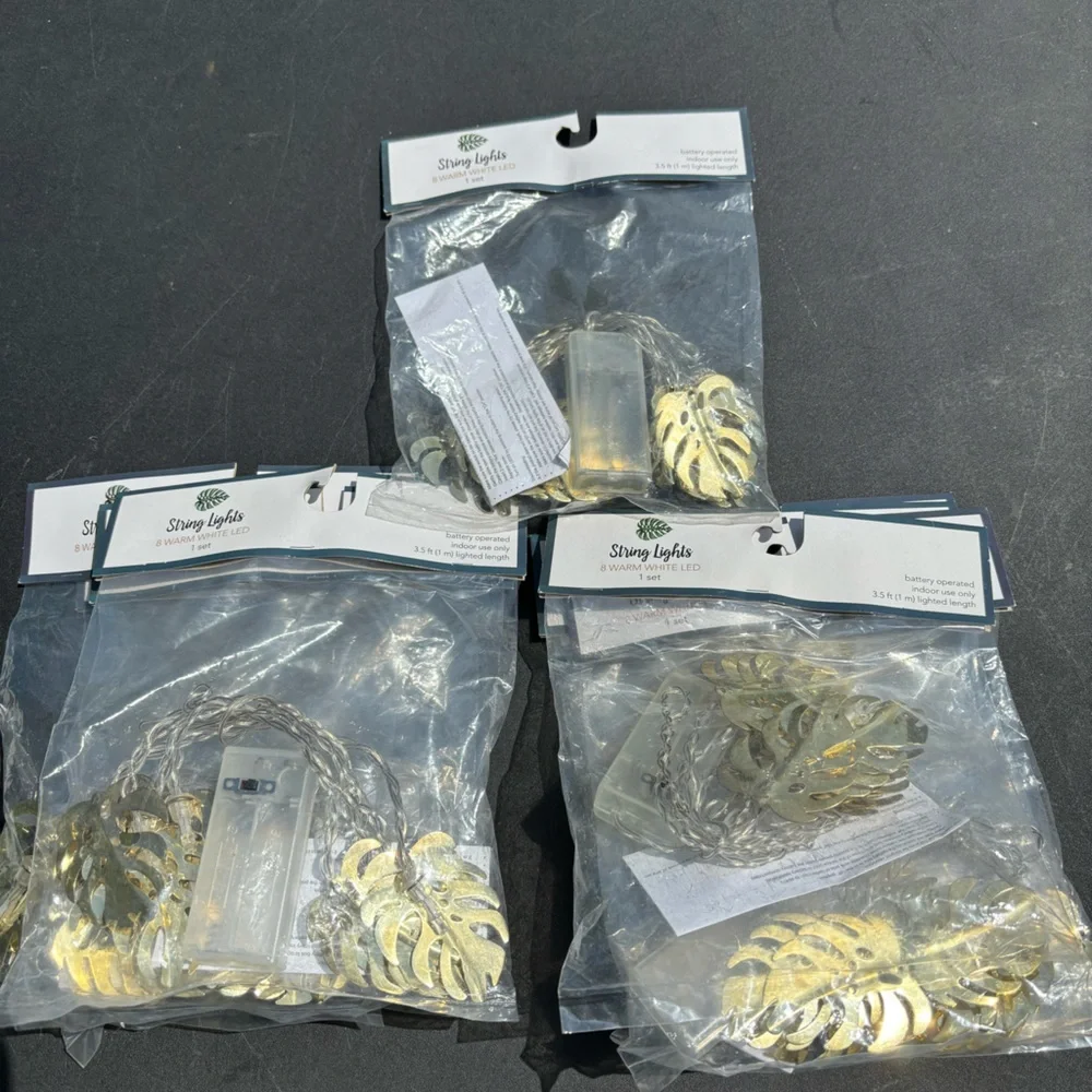 Gold Leaf String Lights,9 Set, Battery Operated 2AA, 3.5FT Length
